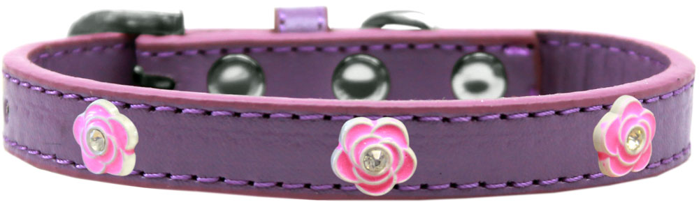 Bright Pink Rose Widget Dog Collar Lavender Size 14